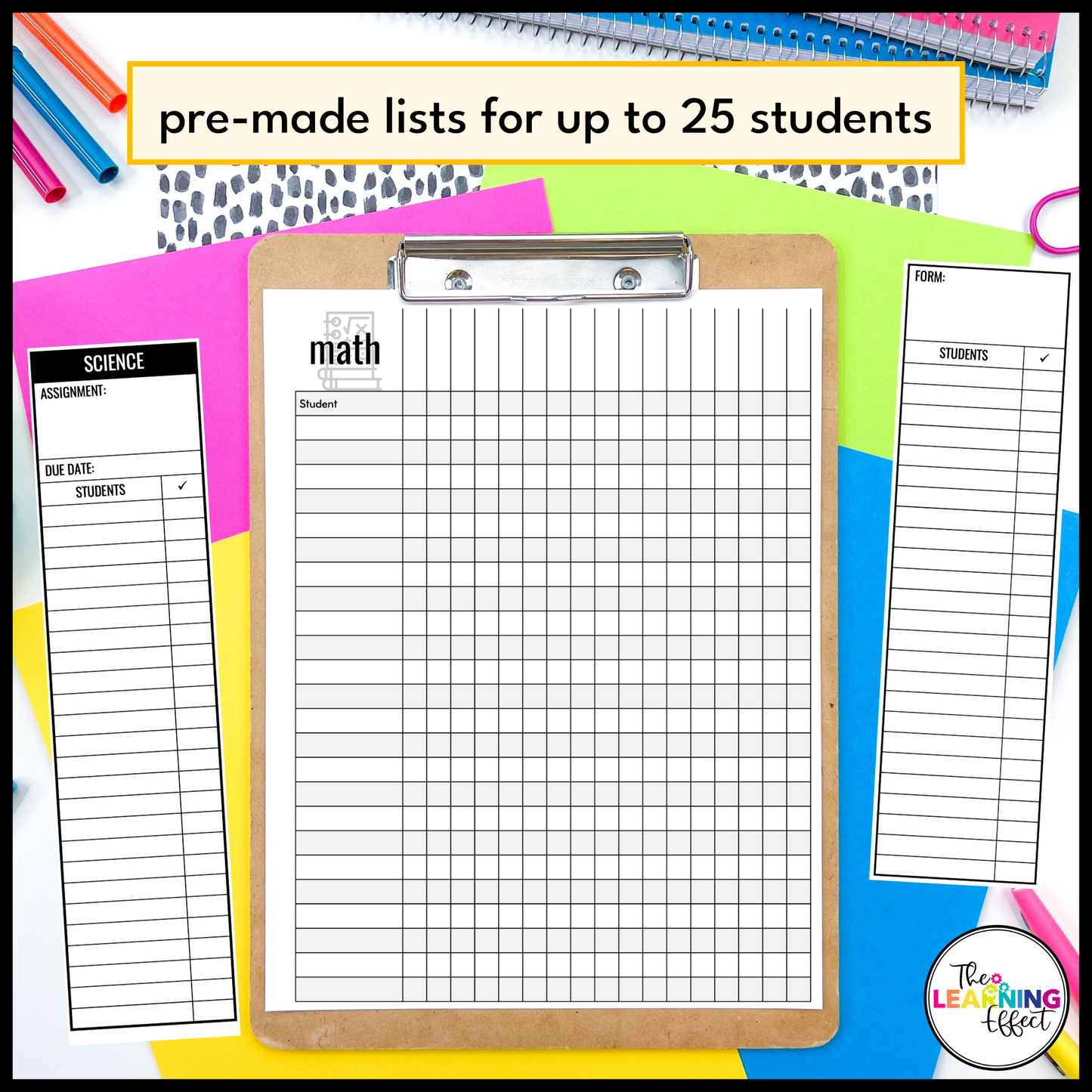 Editable Class Lists | Attendance Sheets | Gradebook | Checklist Templates