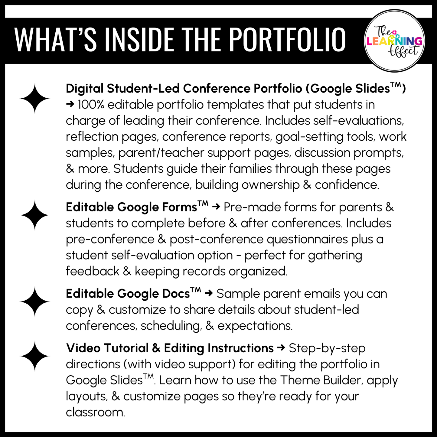 Parent-Teacher Conference Form Templates and Student-Led Digital Portfolio BUNDLE