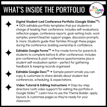 Parent-Teacher Conference Form Templates and Student-Led Digital Portfolio BUNDLE