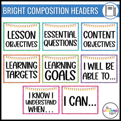 Learning Objectives Display | Editable Learning Targets for Bulletin Board