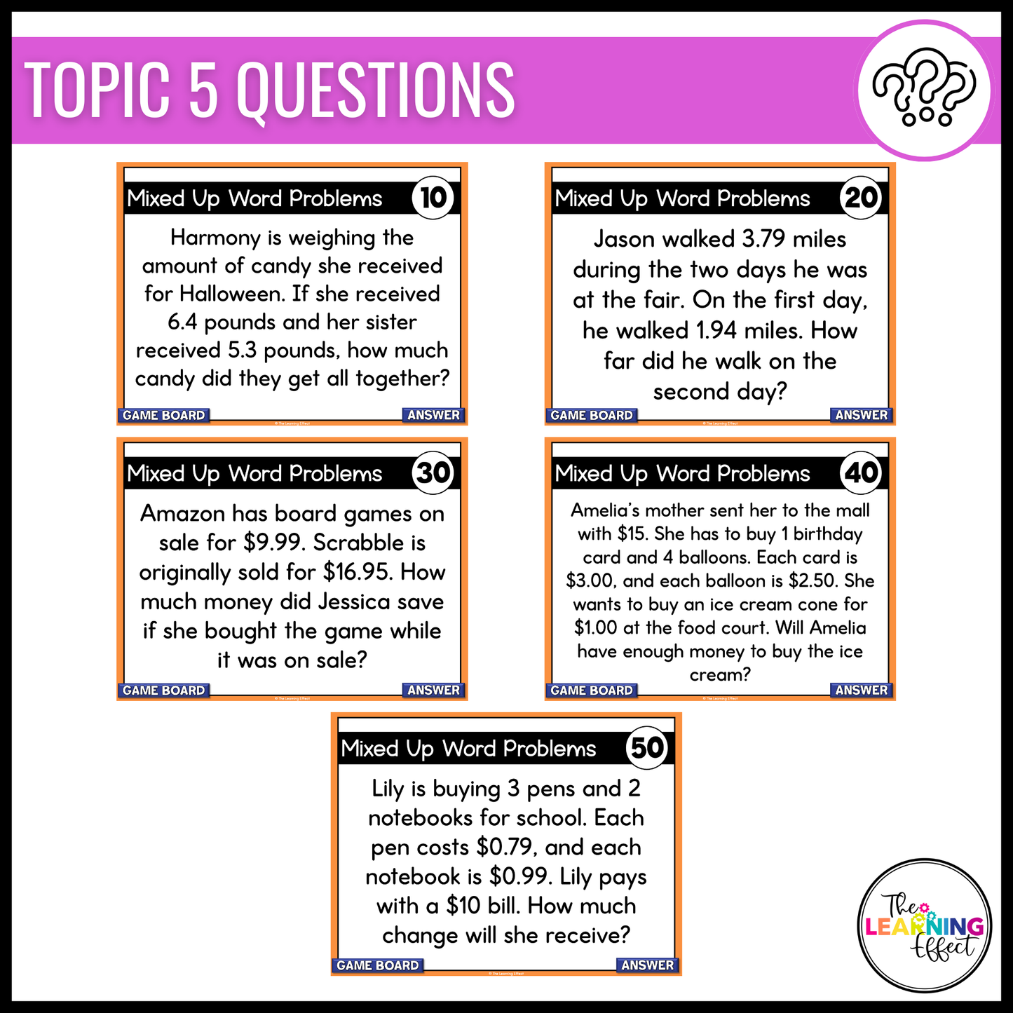 Adding and Subtracting Decimals Game Show | 5th Grade Math Test Prep Activity