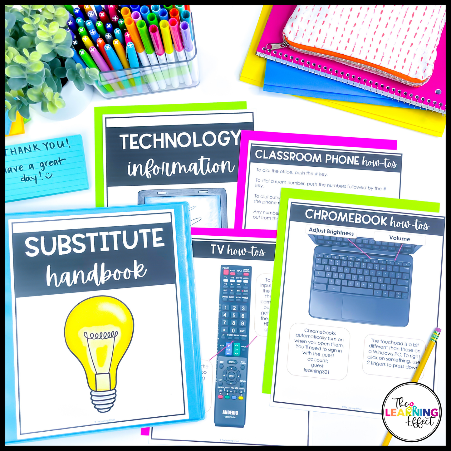 Substitute Teacher Binder Templates Editable | Print and Digital Sub Tub Pages