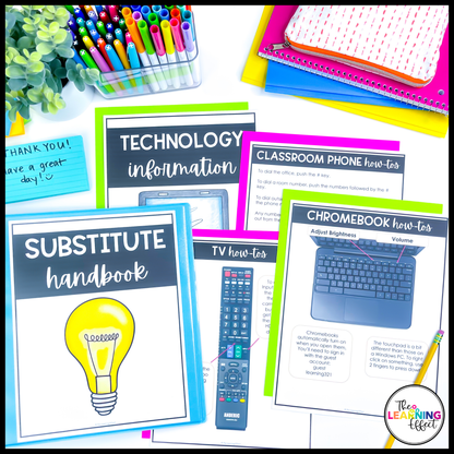 Substitute Teacher Binder Templates Editable | Print and Digital Sub Tub Pages