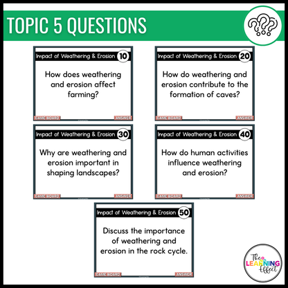 Weathering, Erosion, and Deposition Game Show | Science Review Test Prep Activity
