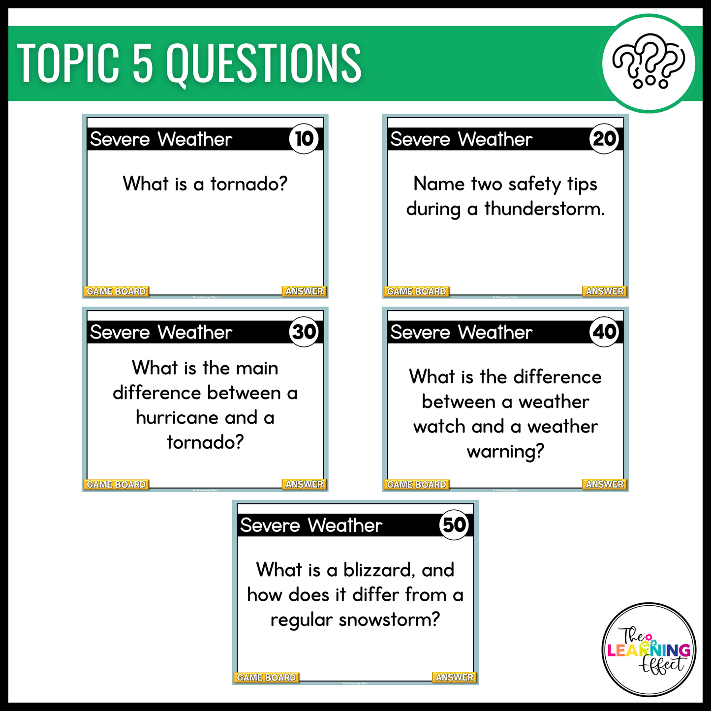 Weather Game Show | Science Review Test Prep Activity