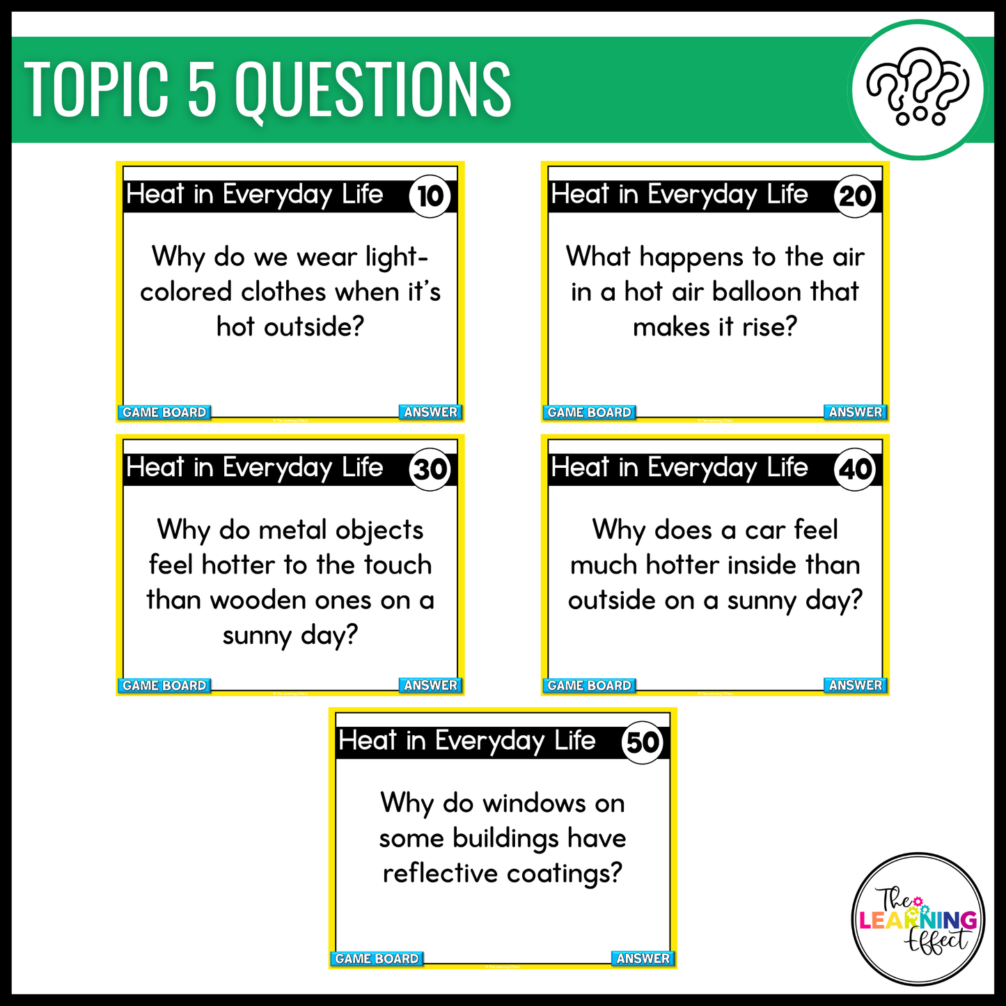 Heat Transfer Game Show | Science Review Test Prep Activity