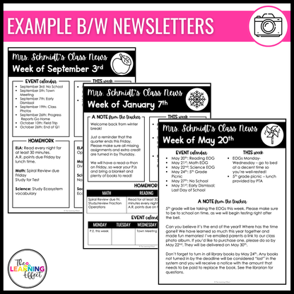 Classroom Newsletter Templates Editable | Weekly or Monthly Parent Communication