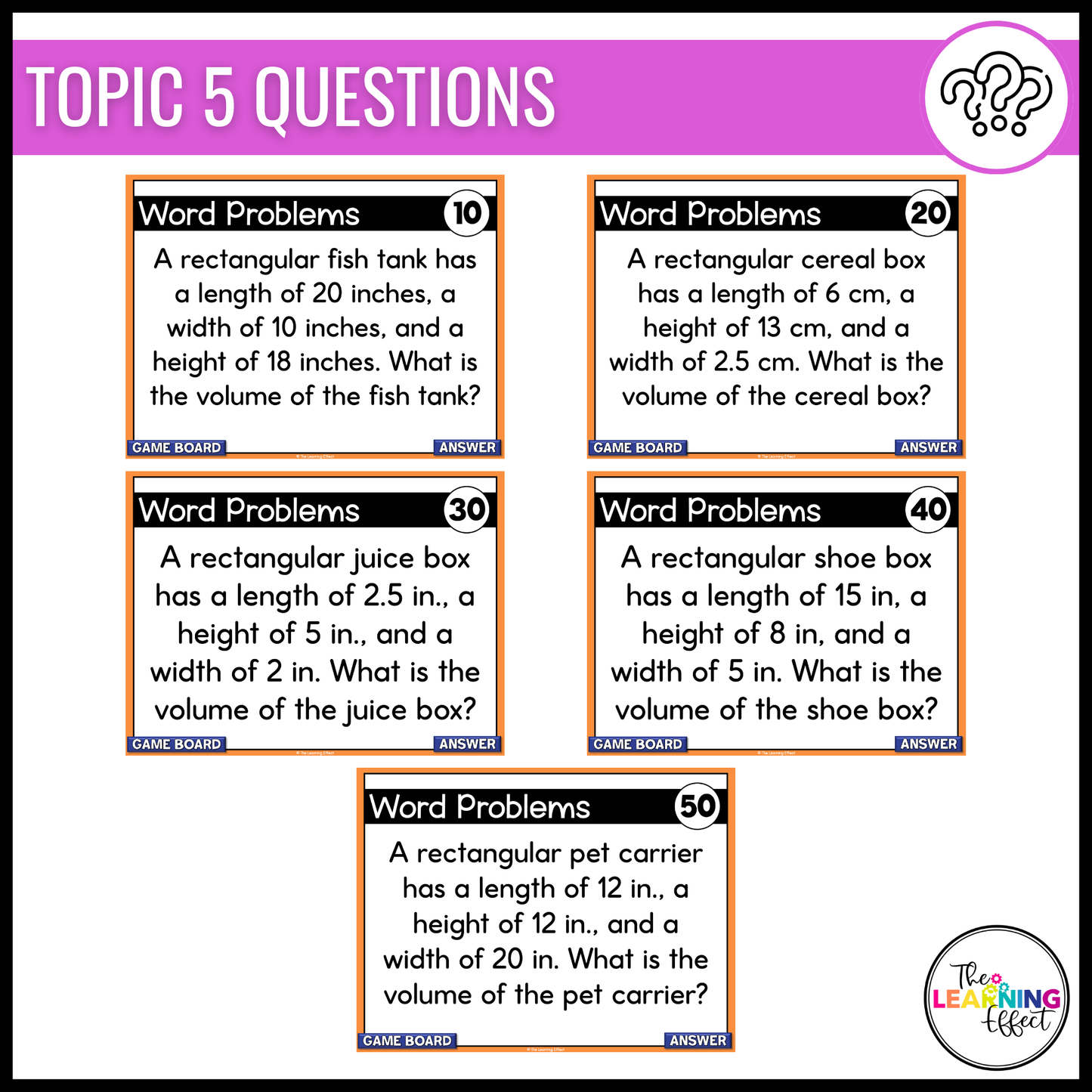 Volume Game Show | 5th Grade Math Review Test Prep Activity