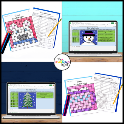 Holiday Math Color by Number and Pixel Art BUNDLE | Print and Digital Activities