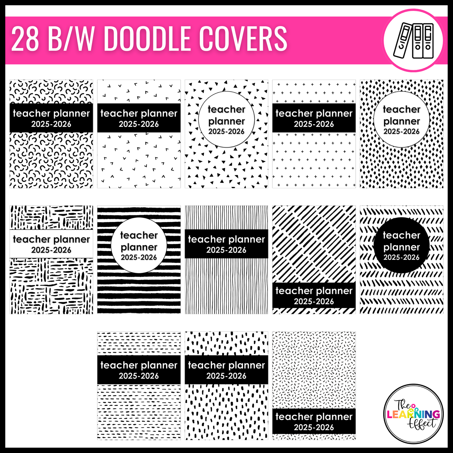 Editable Weekly Lesson Plan Templates 2026 | Teacher Planner | Black and White