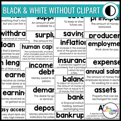 Financial Literacy Vocabulary Word Wall | Printable Cards & Digital Google Slides