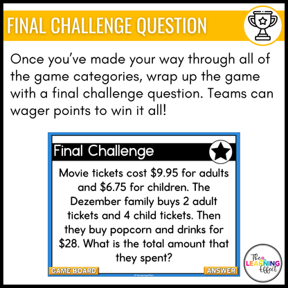 6th Grade Math Spiral Review #1 Game Show | End of Year Test Prep Activity