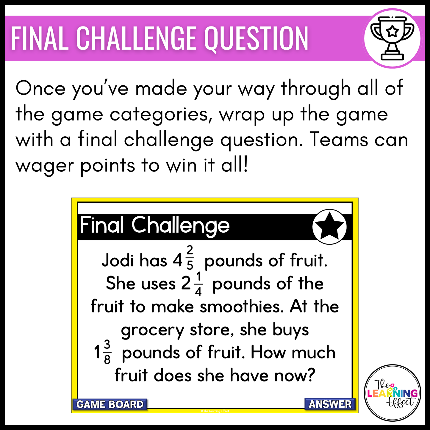 Adding and Subtracting Fractions Game Show | 5th Grade Math Test Prep Activity