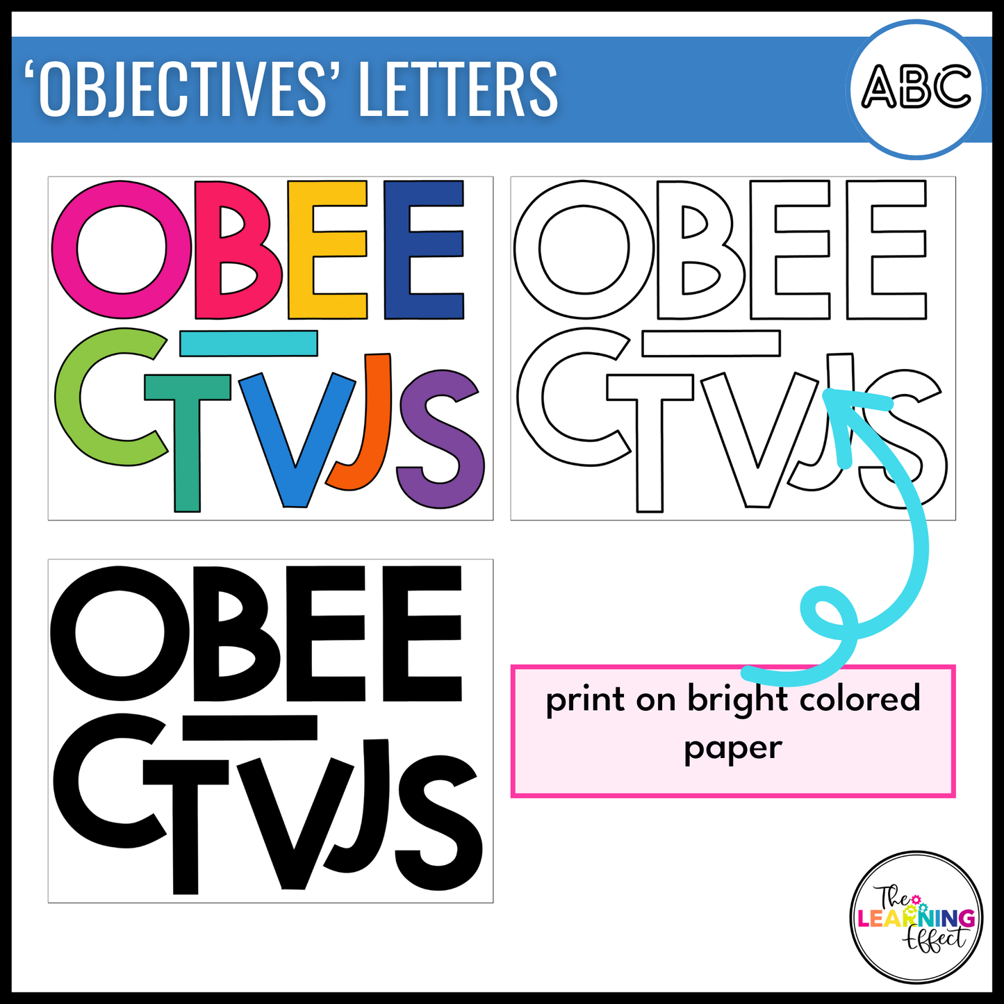 Learning Objectives Display | Editable Learning Targets for Bulletin Board