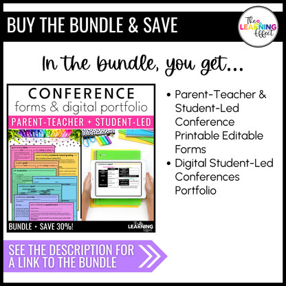 Student Led Conferences Google Slides | Editable Digital Portfolio Virtual Forms