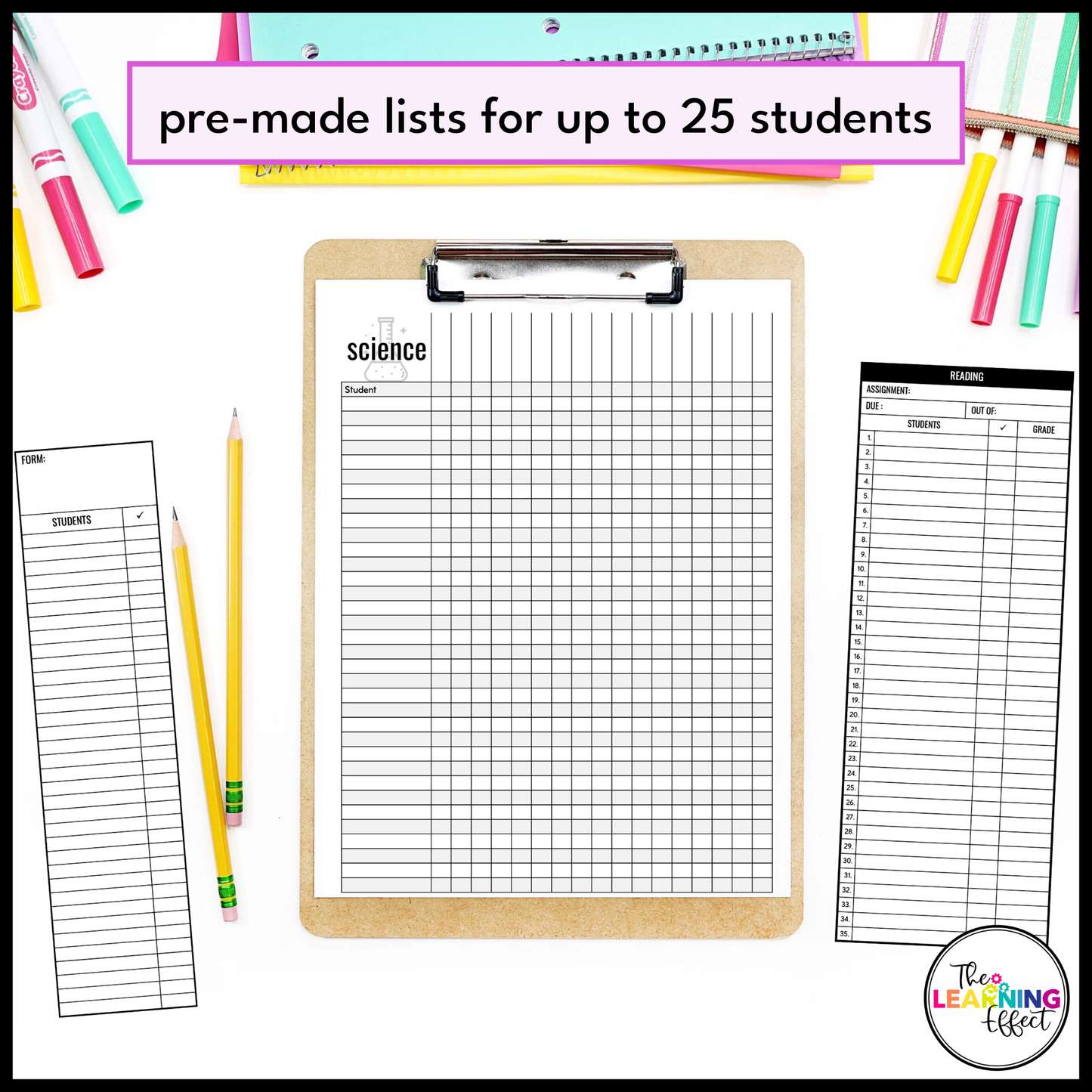 Editable Class Lists | Attendance Sheets | Gradebook | Checklist Templates