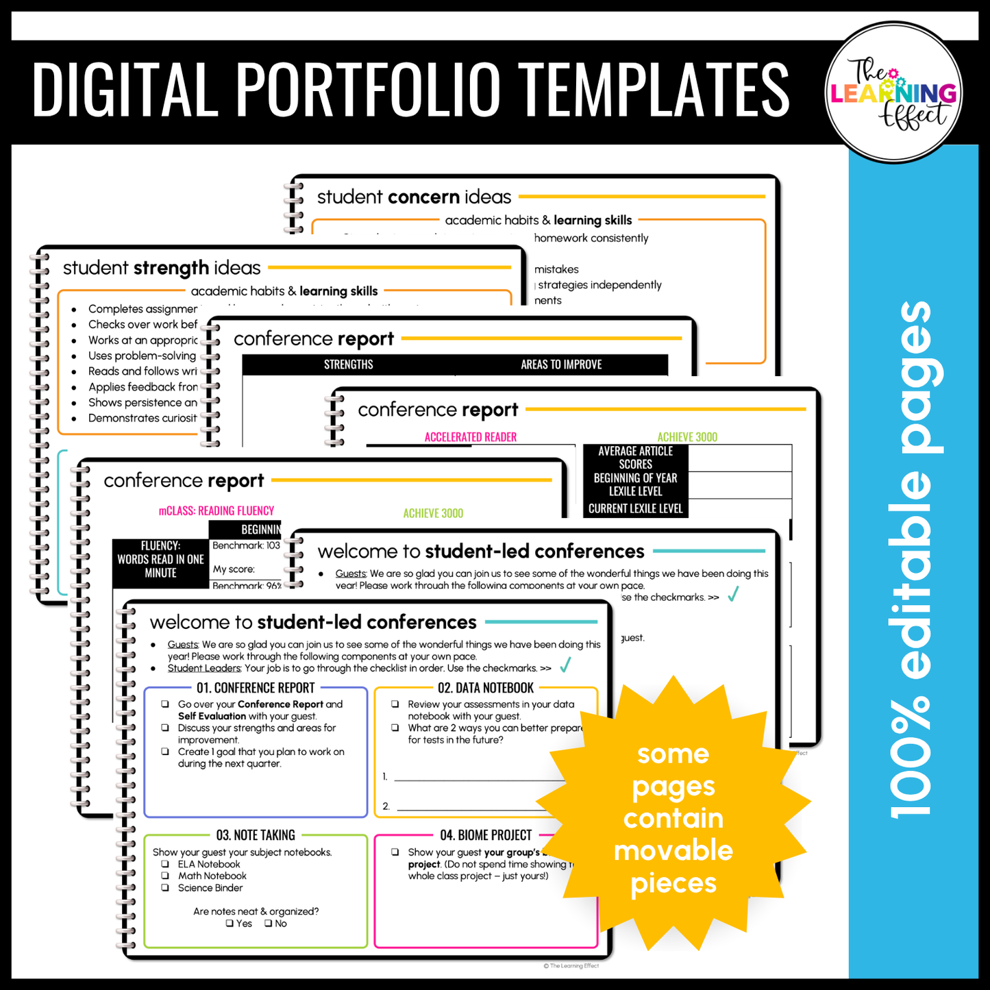 Parent-Teacher Conference Form Templates and Student-Led Digital Portfolio BUNDLE