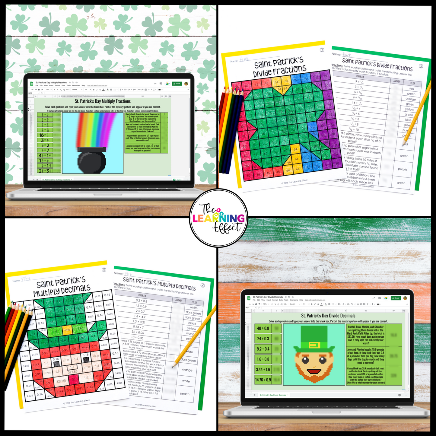 Holiday Math Color by Number and Pixel Art BUNDLE | Print and Digital Activities