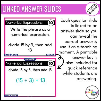Expressions and Patterns Game Show | 5th Grade Math Review Test Prep Activity
