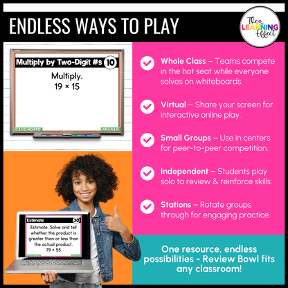 Multiply with Two-Digit Numbers Game Show | 4th Grade Multiplication Activity