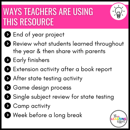 Create Your Own Board Game Project | Fun No Prep Activity | End of the Year