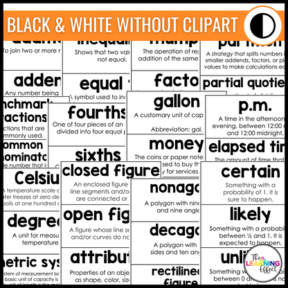 3rd Grade Math Word Wall | Printable Vocabulary Cards and Digital Google Slides
