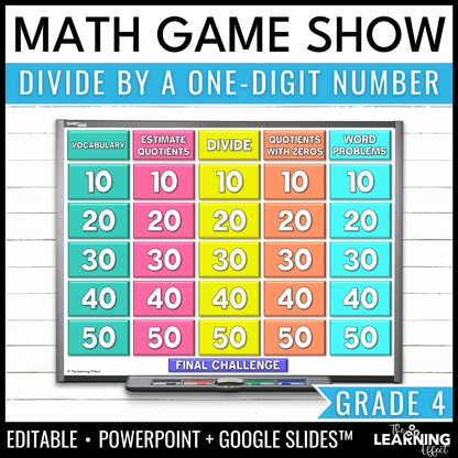 Divide by a One-Digit Number Game Show | 4th Grade Math Division Review Activity