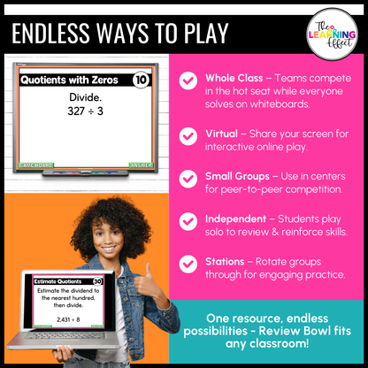 Divide by a One-Digit Number Game Show | 4th Grade Math Division Review Activity