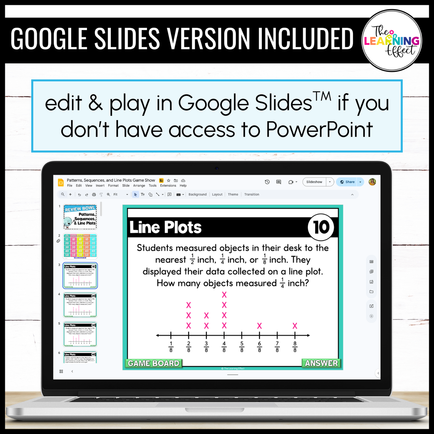 Patterns, Sequences, and Line Plots Game Show | 4th Grade Math Test Prep Activity