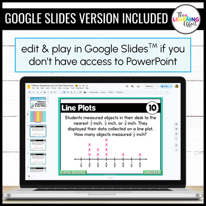 Patterns, Sequences, and Line Plots Game Show | 4th Grade Math Test Prep Activity