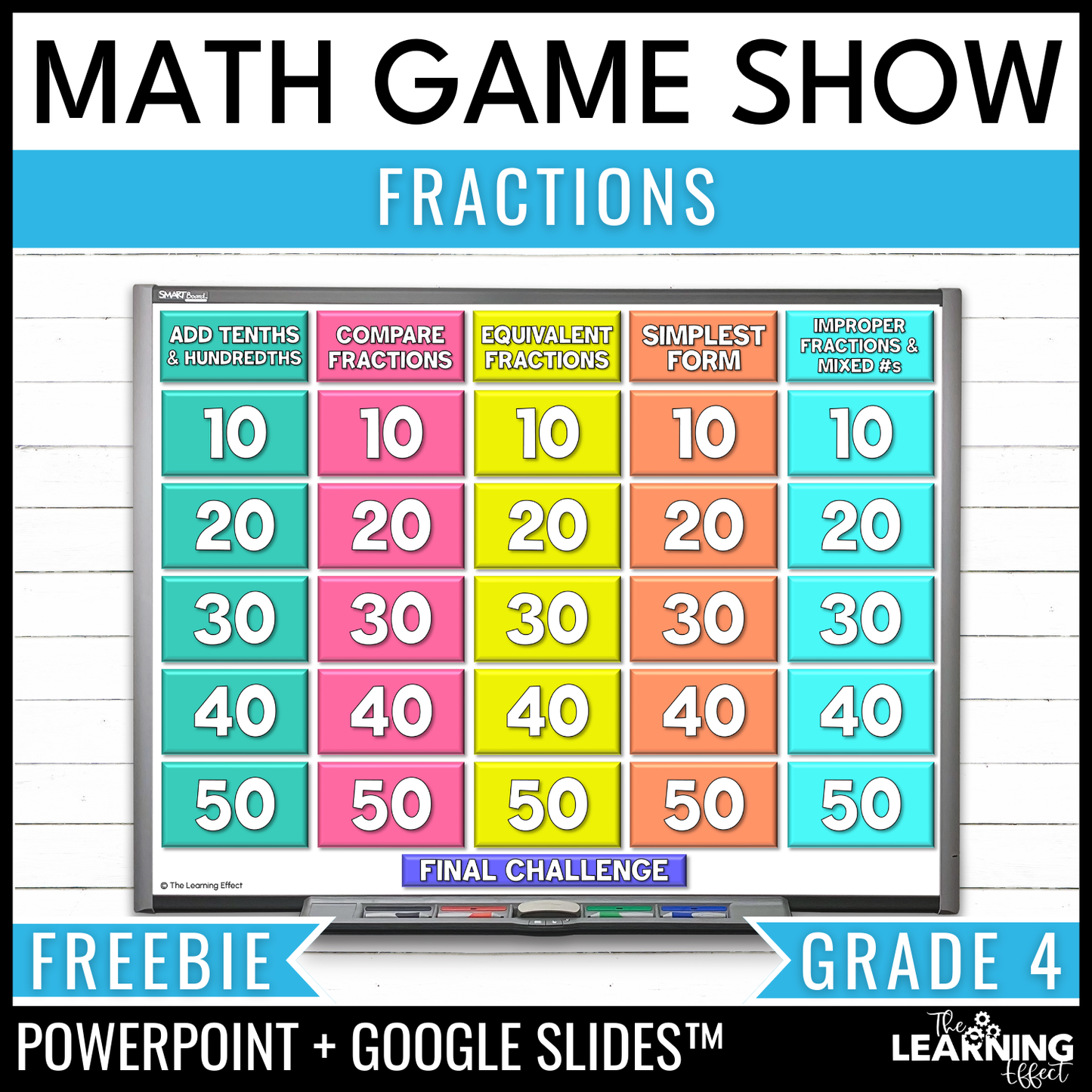 Fractions Game Show | 4th Grade Math Review Test Prep Activity | FREE