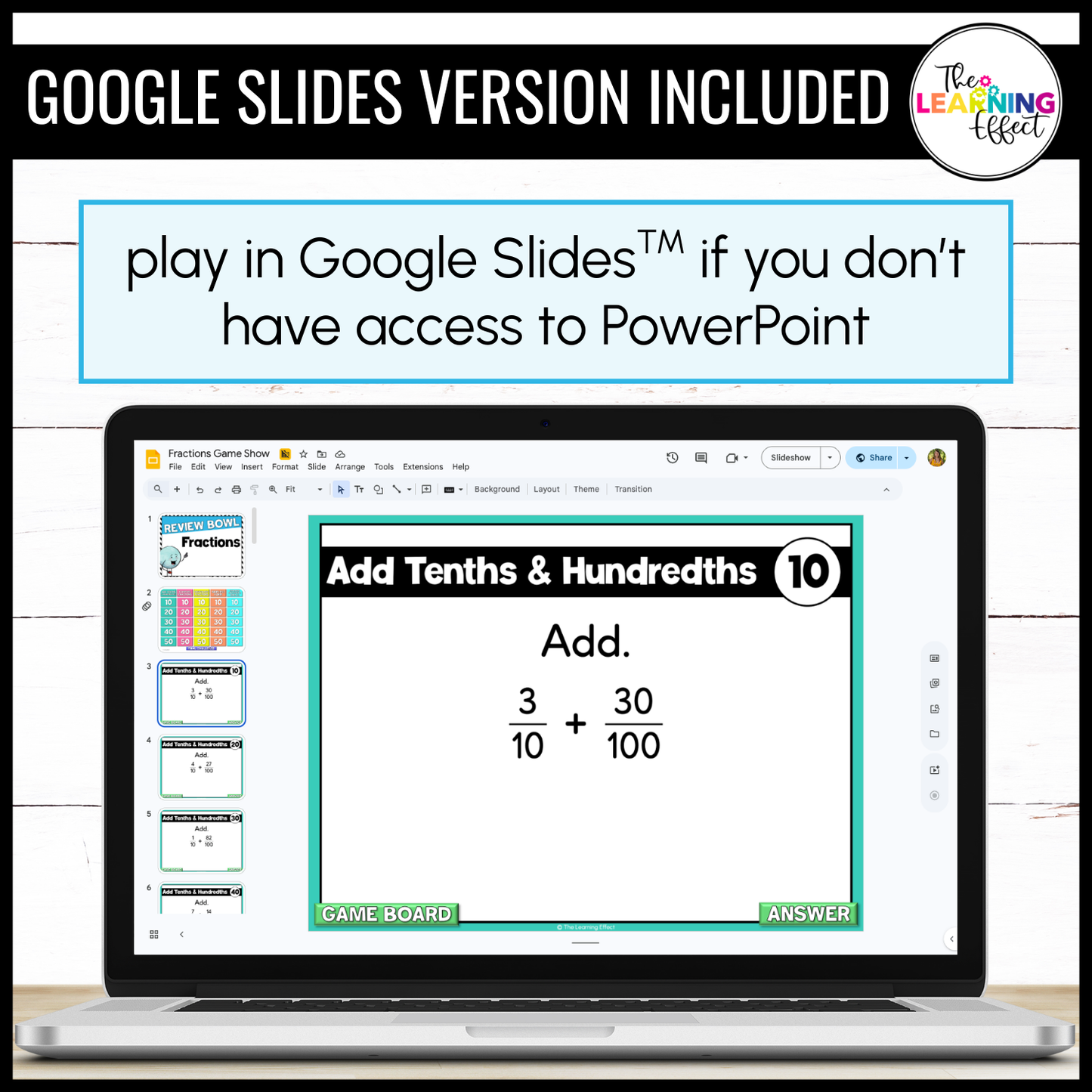 Fractions Game Show | 4th Grade Math Review Test Prep Activity | FREE