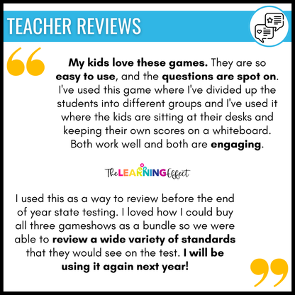 4th Grade Math Spiral Review #1-3 Game Shows BUNDLE | End of Year Test Prep Activities