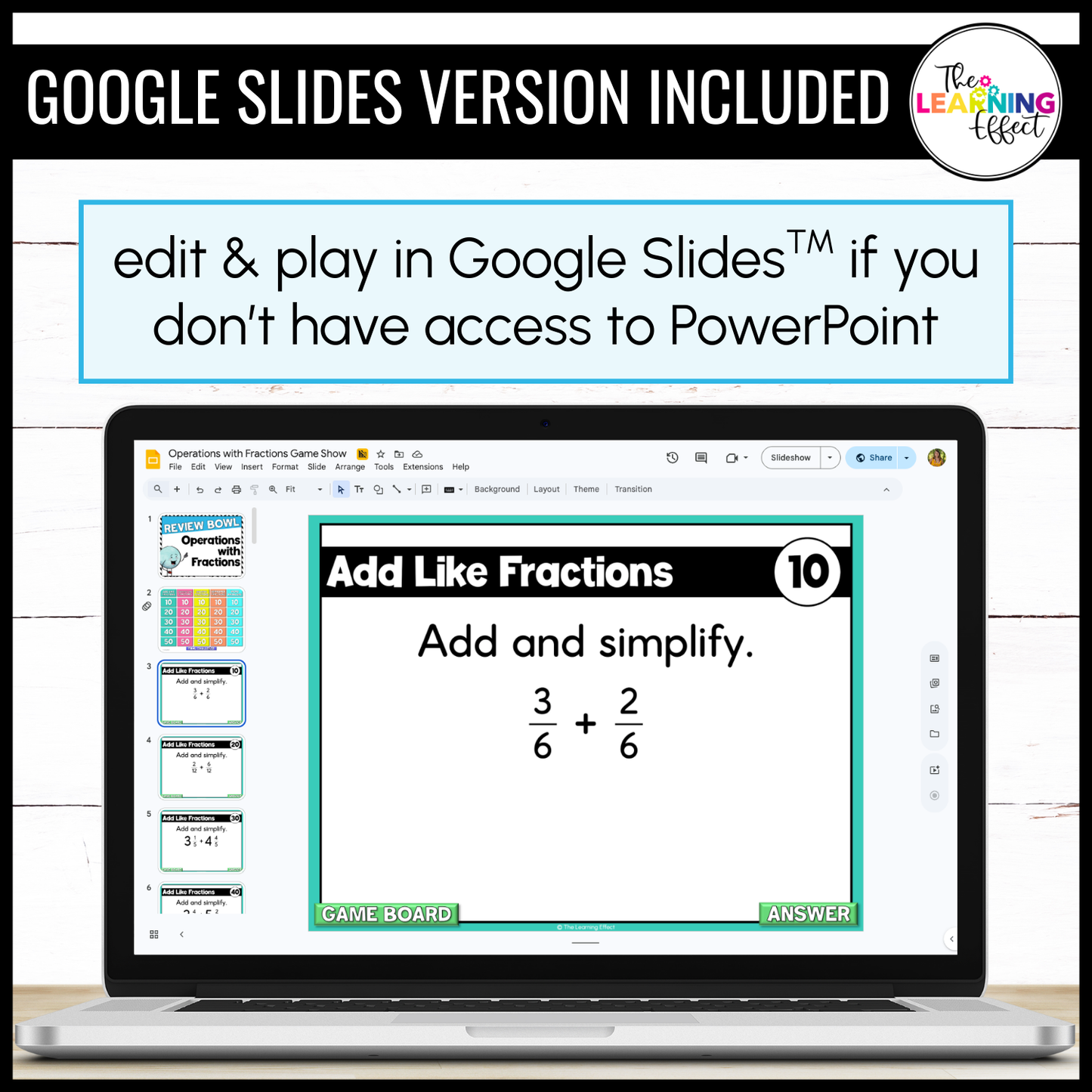 Operations with Fractions Game Show | 4th Grade Math Review Test Prep Activity