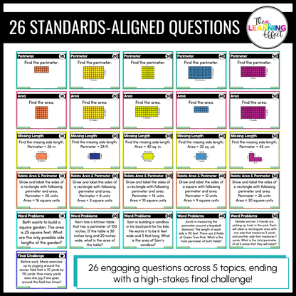 Area and Perimeter Game Show | 4th Grade Math Review Test Prep Activity