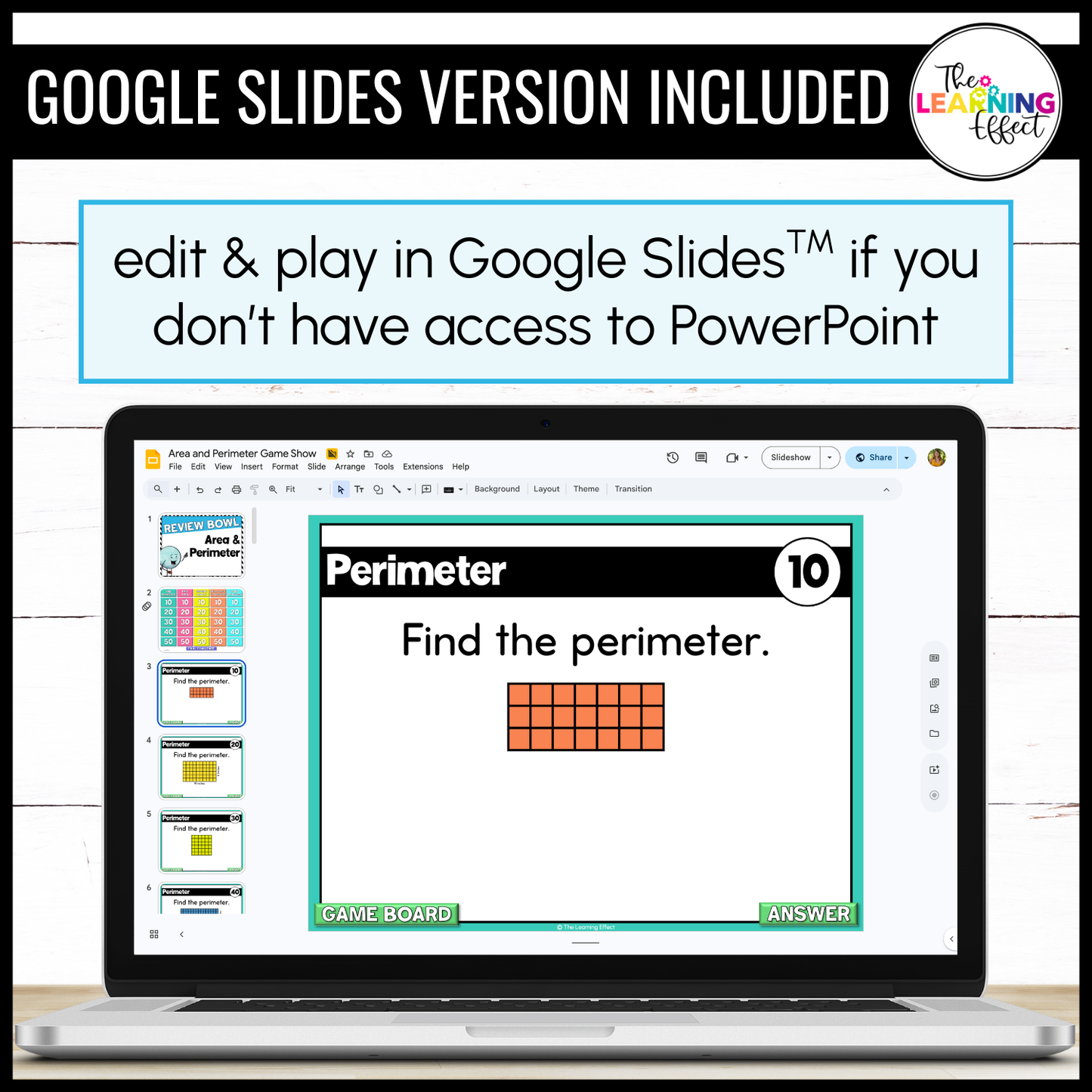 Area and Perimeter Game Show | 4th Grade Math Review Test Prep Activity