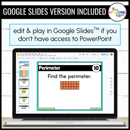 Area and Perimeter Game Show | 4th Grade Math Review Test Prep Activity