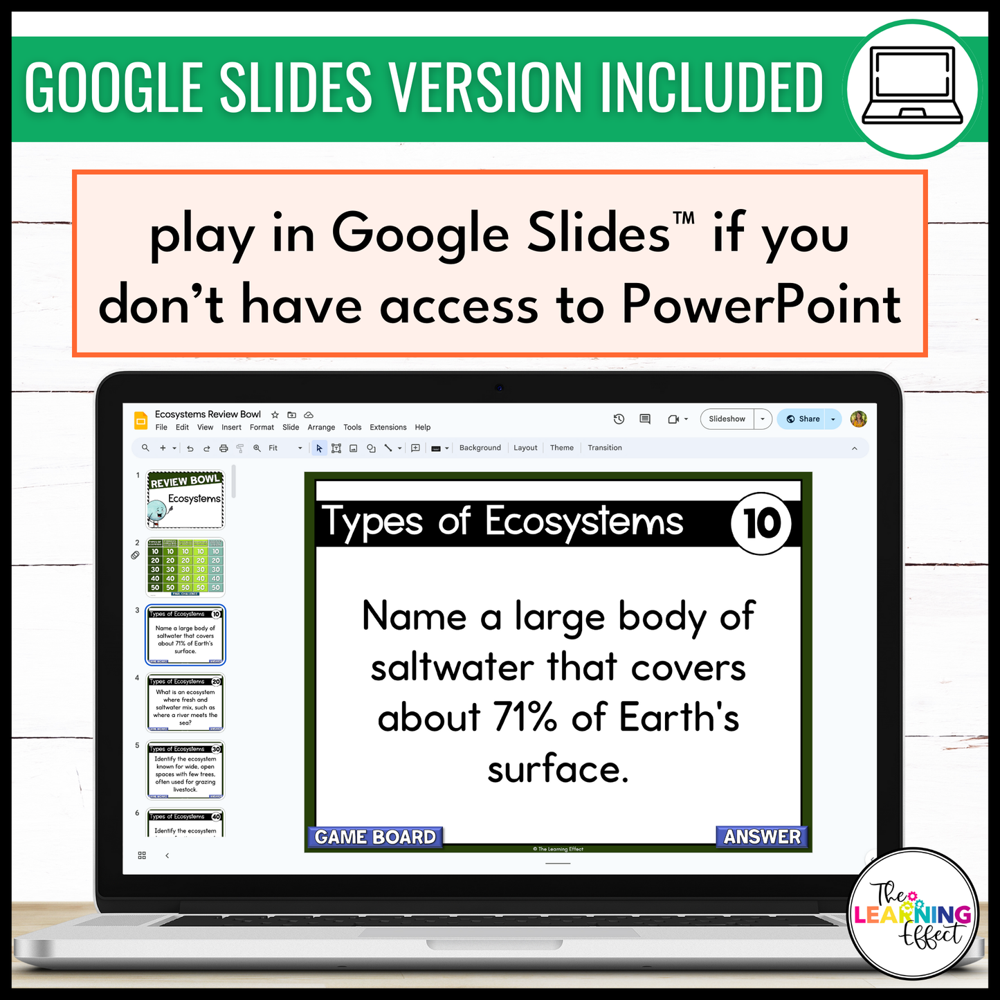 Ecosystems Biomes Game Show | Science Review Test Prep Activity