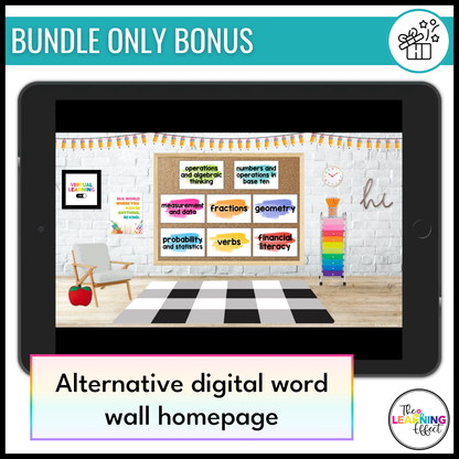 Upper Elementary Math Word Walls BUNDLE | Printable Vocabulary Cards & Digital