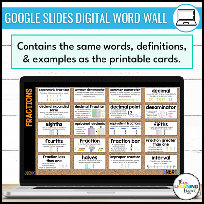 4th Grade Math Word Wall | Printable Vocabulary Cards and Digital Google Slides