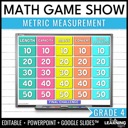 Metric System Measurement Game Show | 4th Grade Math Review Test Prep Activity
