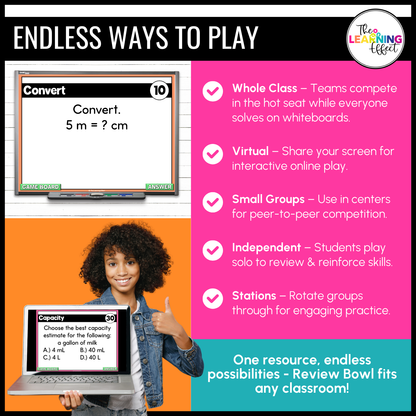 Metric System Measurement Game Show | 4th Grade Math Review Test Prep Activity