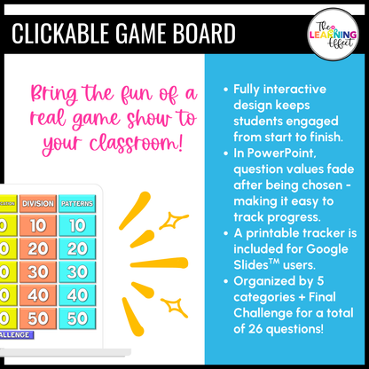 4th Grade Math Spiral Review #1 Game Show | End of Year Test Prep Activity