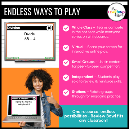 4th Grade Math Spiral Review #1 Game Show | End of Year Test Prep Activity