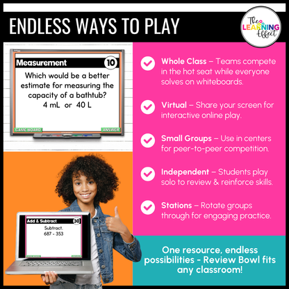 3rd Grade Math Spiral Review #1 Game Show | End of Year Test Prep Activity