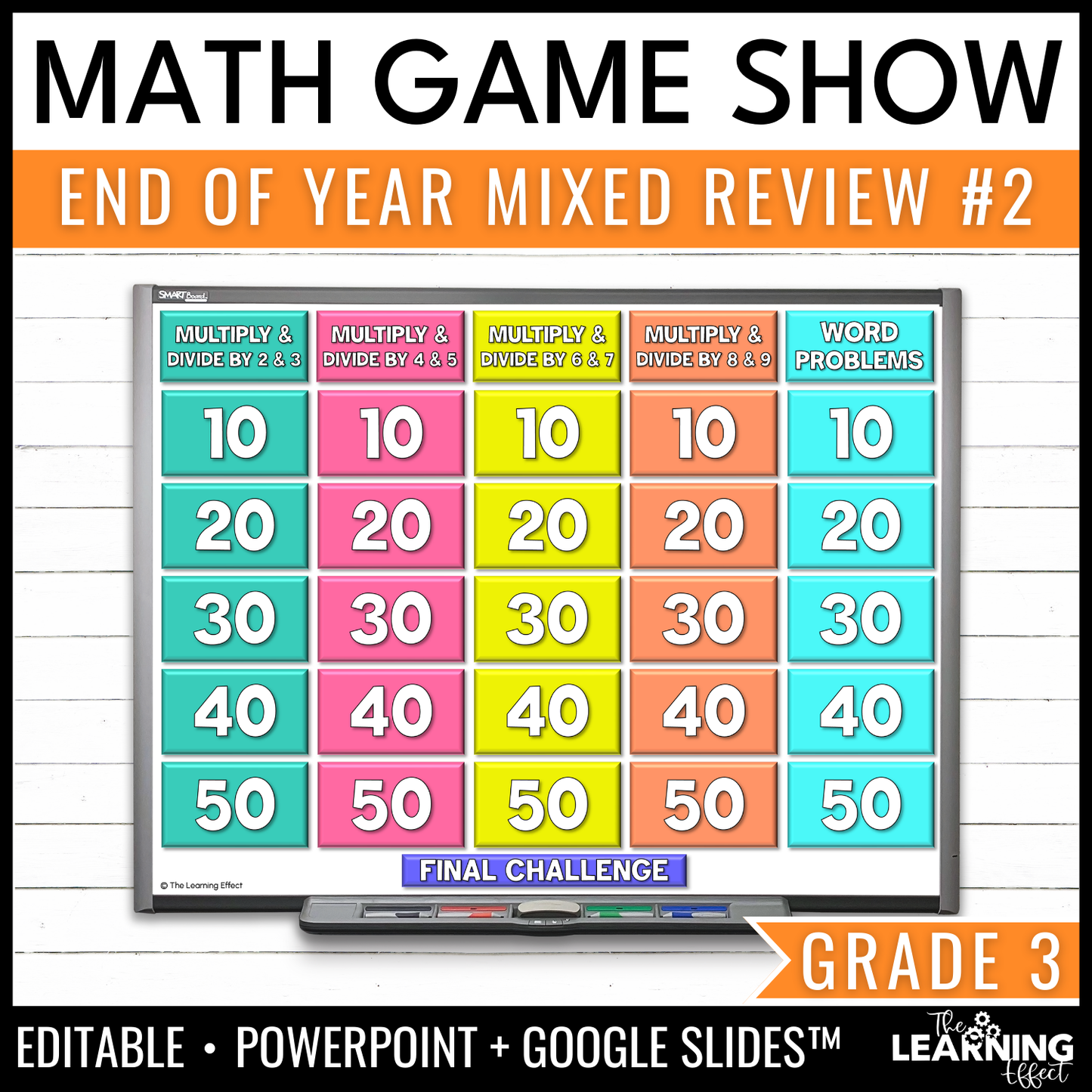 3rd Grade Math Spiral Review #2 Game Show | End of Year Test Prep Activity