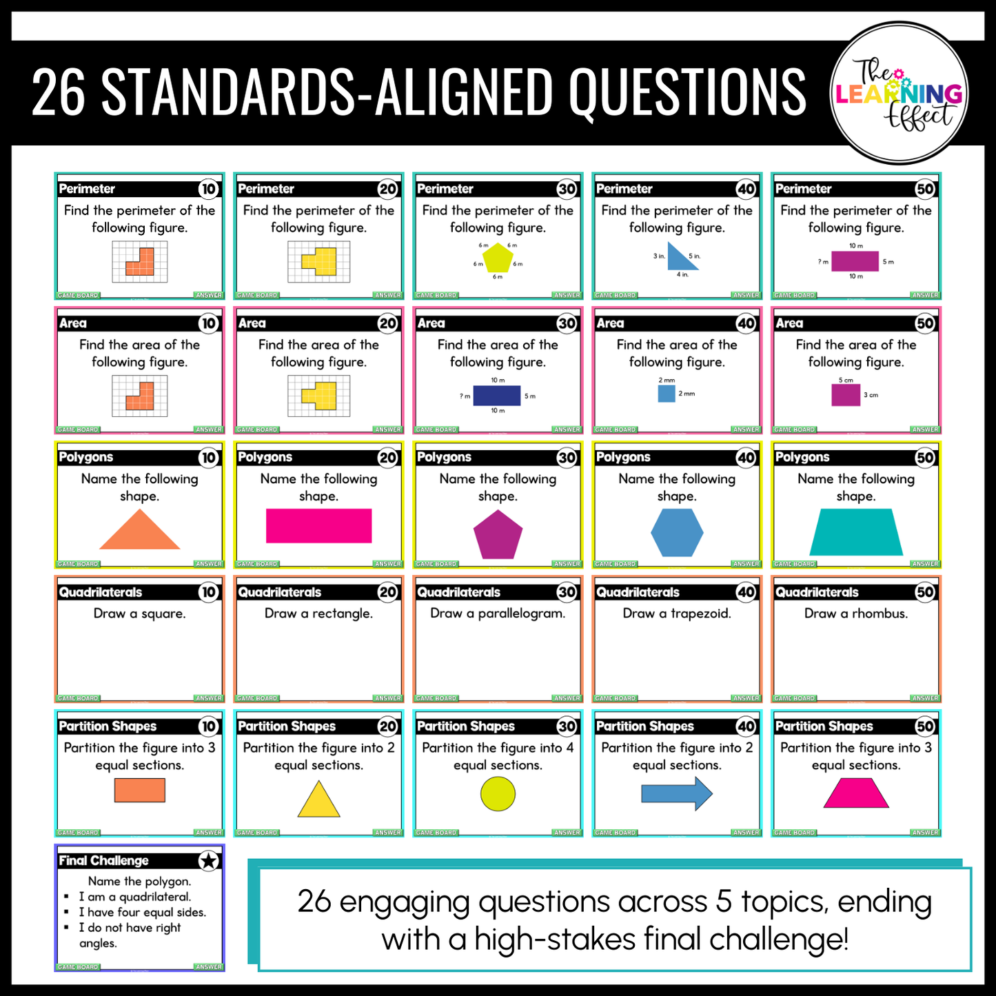 3rd Grade Math Spiral Review #3 Game Show | End of Year Test Prep Activity
