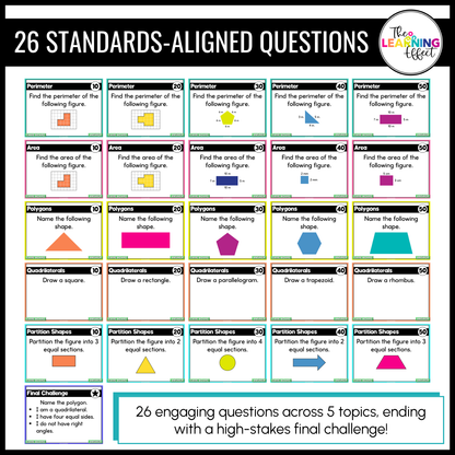 3rd Grade Math Spiral Review #3 Game Show | End of Year Test Prep Activity