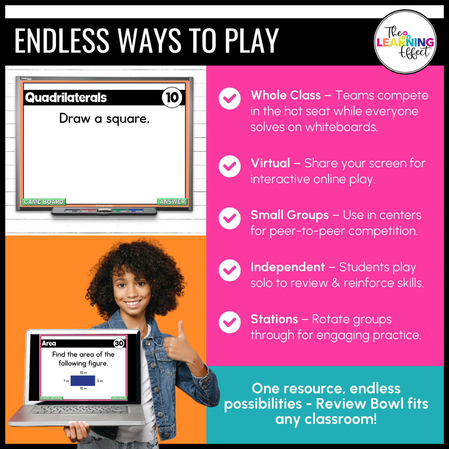 3rd Grade Math Spiral Review #3 Game Show | End of Year Test Prep Activity