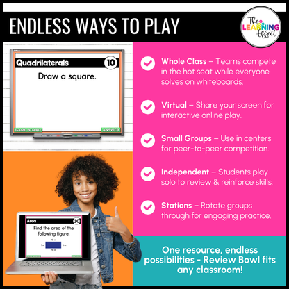 3rd Grade Math Spiral Review #3 Game Show | End of Year Test Prep Activity